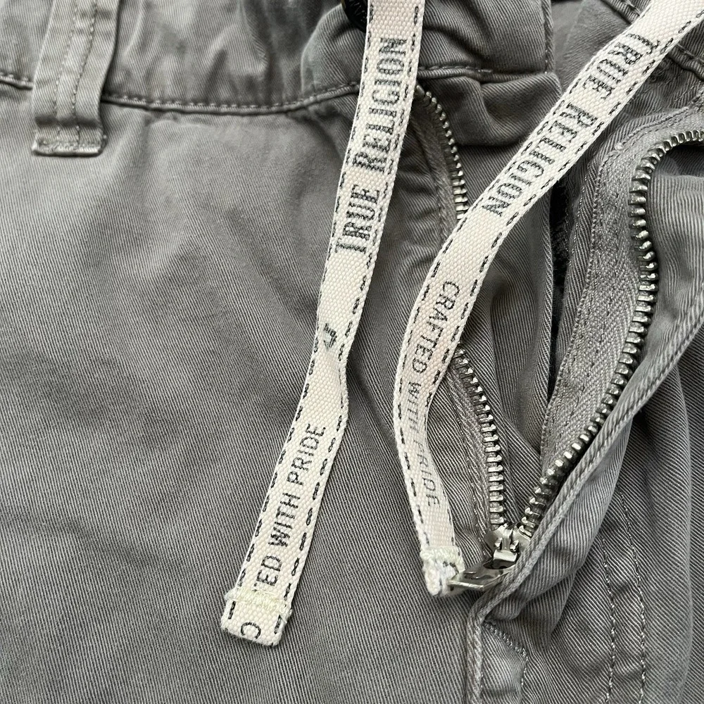 True Religion Marco Cargo Joggers Men's 32 Gray Khaki Pockets Pants 34x27
